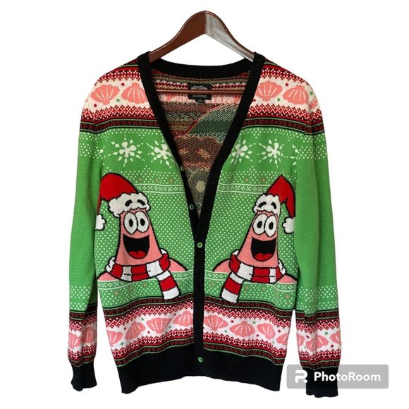 Nickelodeon Other - Sponge Bob Square Pants Cardigan Ugly Christmas Sweater Men's S Patrick
